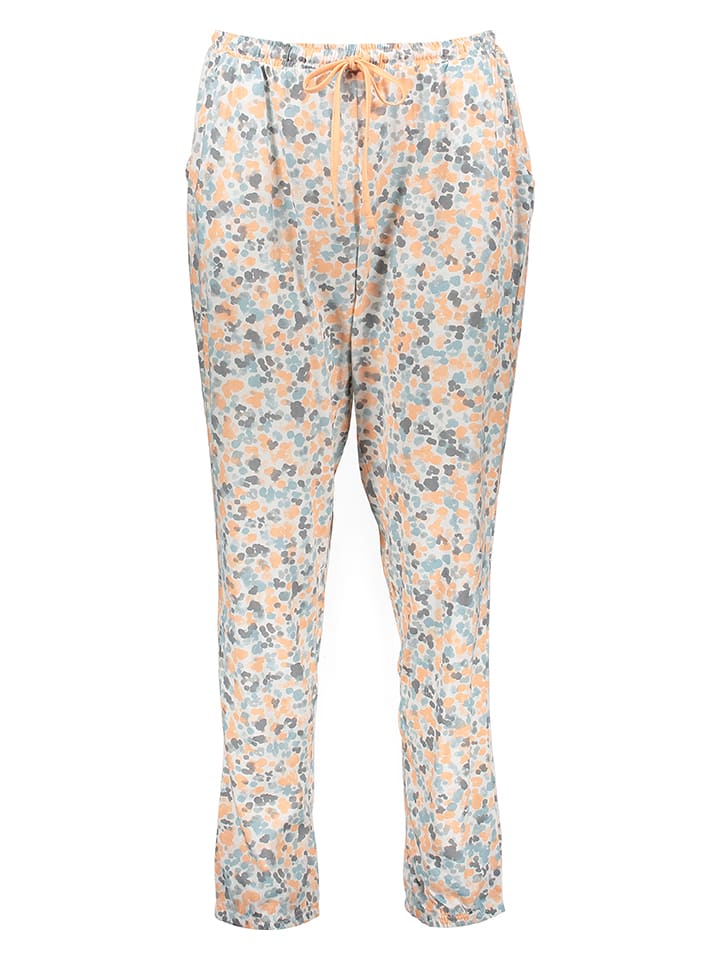 Pyjama-Hose in Grau/ Apricot