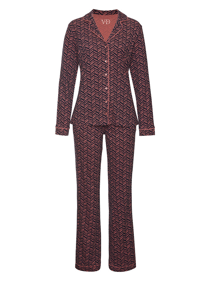 Pyjama in Schwarz/ Koralle