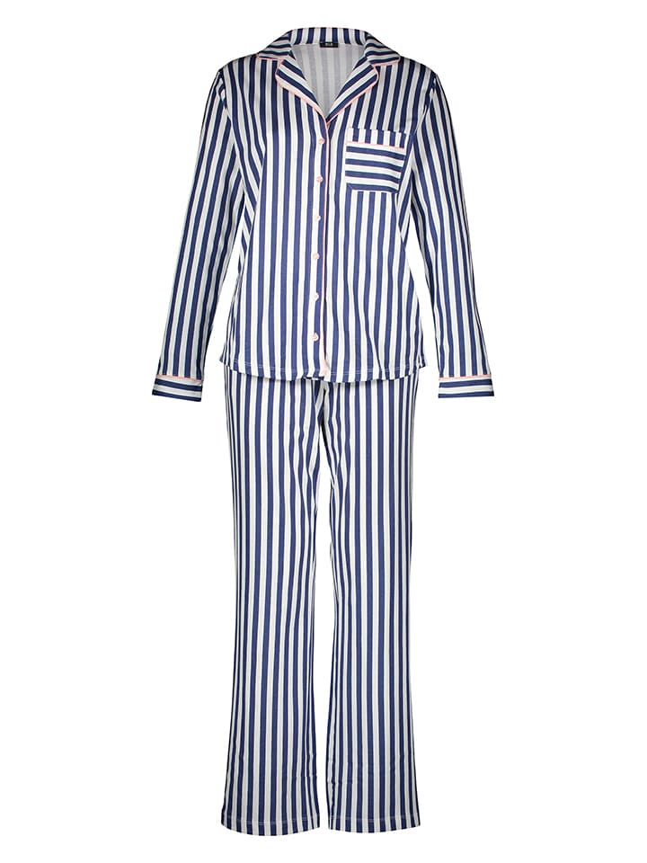 Pyjama in Dunkelblau/ Weiß