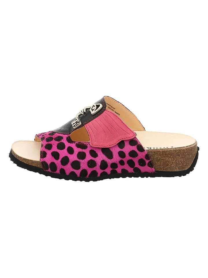 Leren slippers "Mizzi" zwart/roze