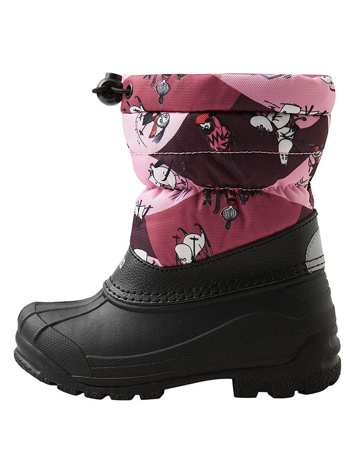 Skórzane botki zimowe "Moomin Nefar" w kolorze jasnoróżowo-czarnym