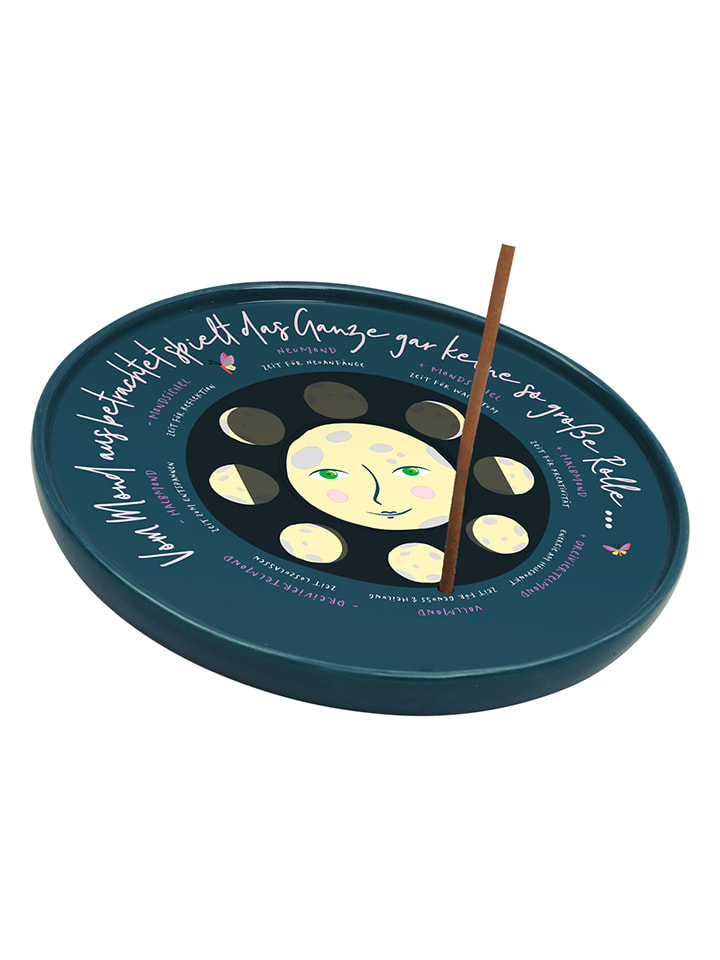 Räucherteller "Mondphasen" in Dunkelblau - Ø 14,8 cm