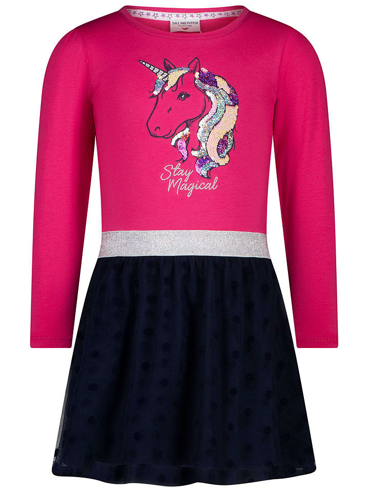 Jurk roze/donkerblauw