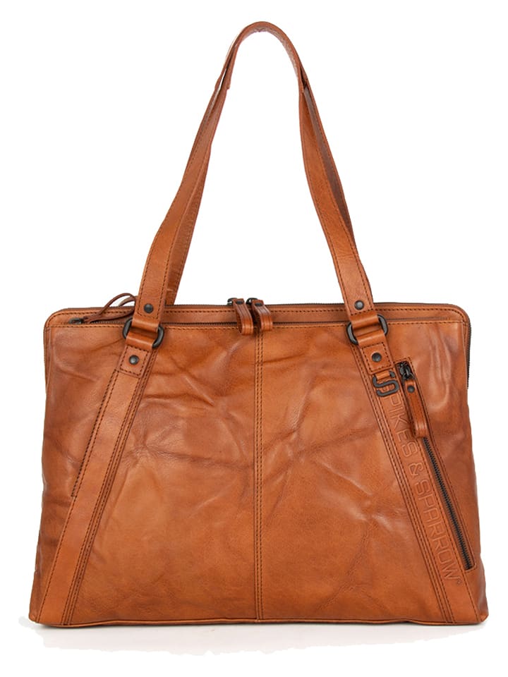 Leder-Businesstasche "Lilian" in Camel - (B)42 x (H)30 x (T)12 cm