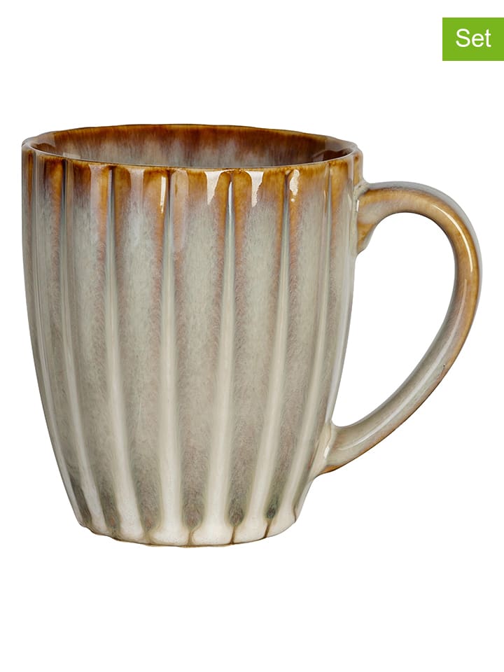 2er-Set: Kaffeetassen "Astera Pearl" in Creme - 350 ml