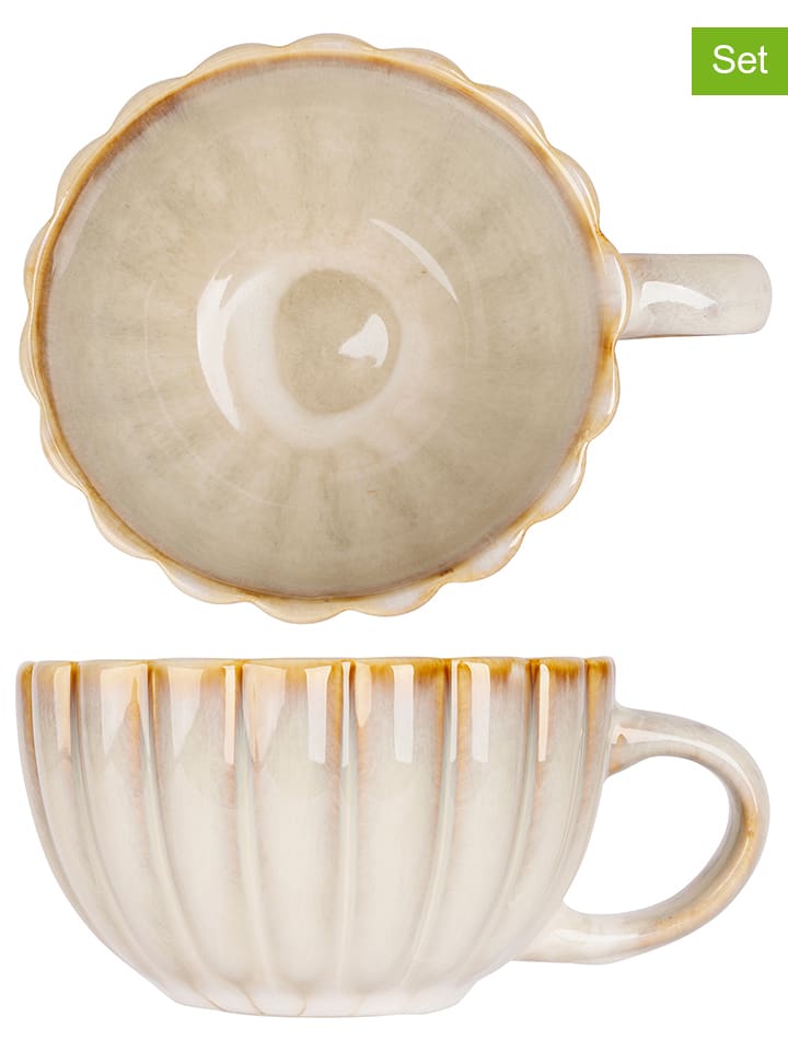 Kubki jumbo (2 szt.) "Astera Beach" w kolorze kremowym - 450 ml