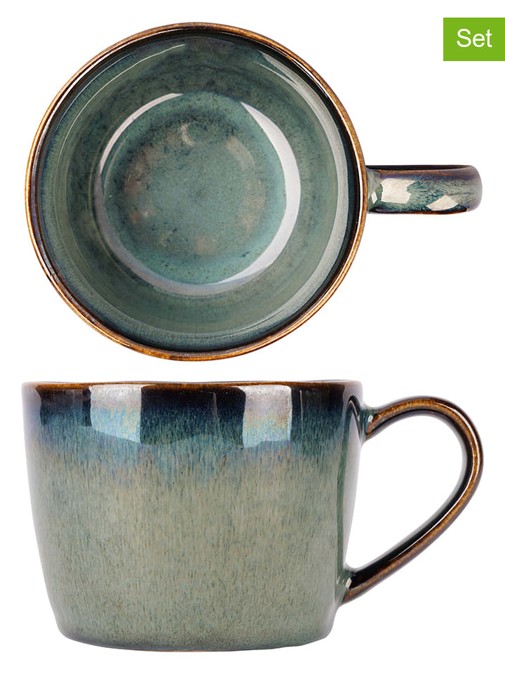 2er-Set: Kaffeetassen "Jade" in Grün - 200 ml