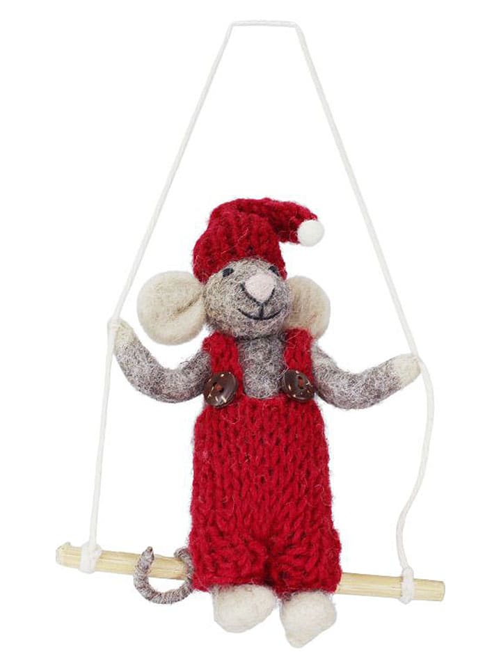 Dekoanhänger "Girly Mouse" in Rot - (H)12 cm