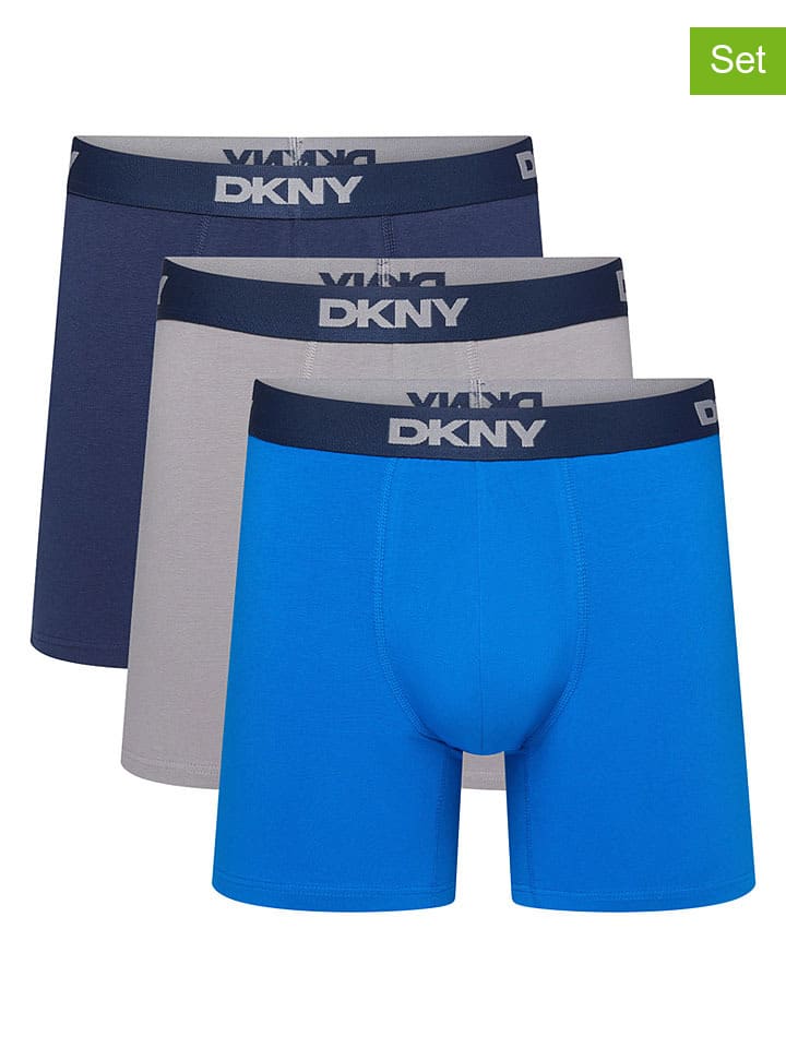 Bokserki (3 pary) w kolorze granatowo-niebiesko-szarym