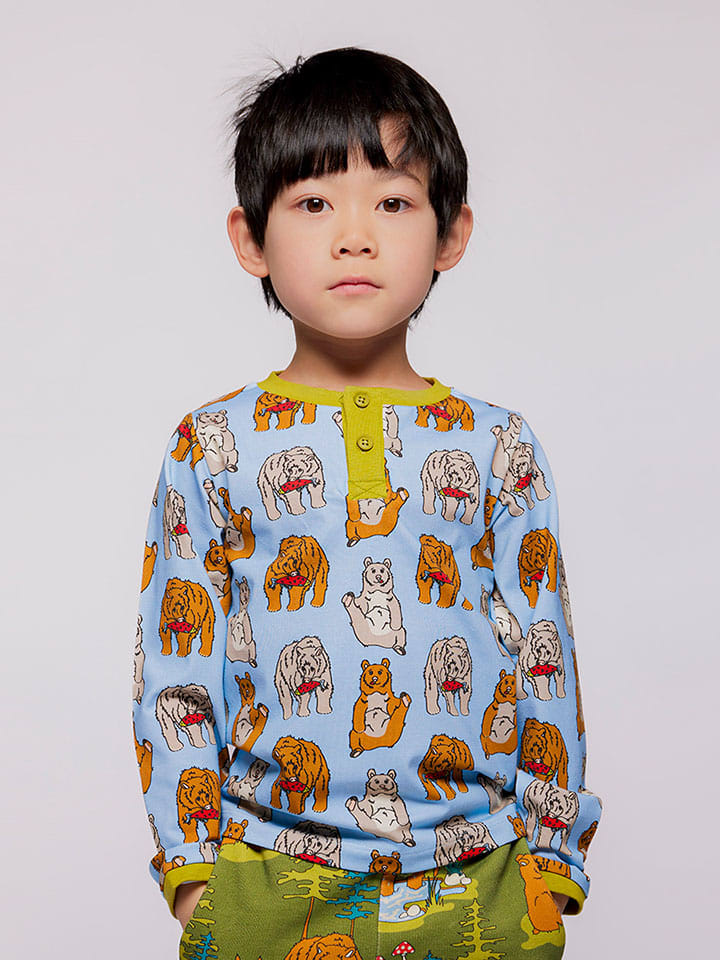 Longsleeve "Bären" in Hellblau