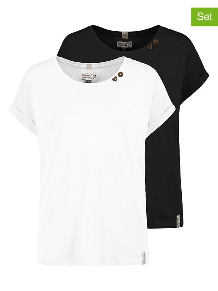2er-Set: Shirts in Weiß/ Schwarz