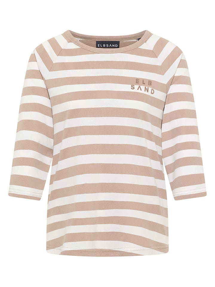 Longsleeve "Celin" in Beige/ Weiß
