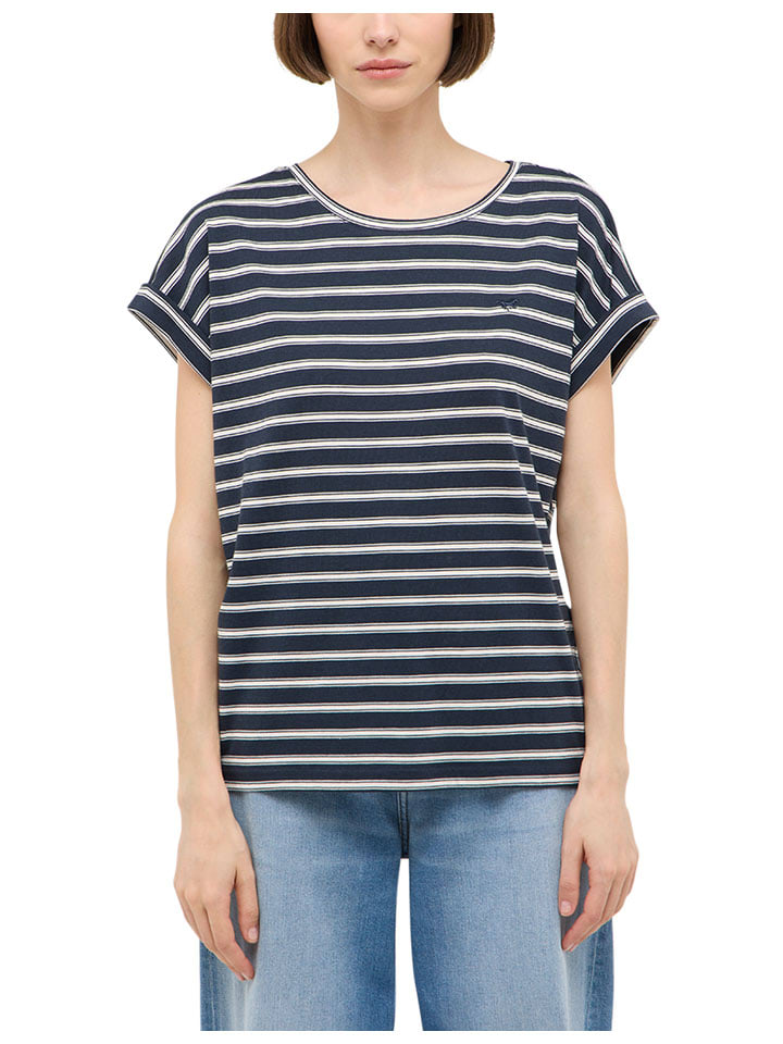 Shirt in Dunkelblau/ Weiß