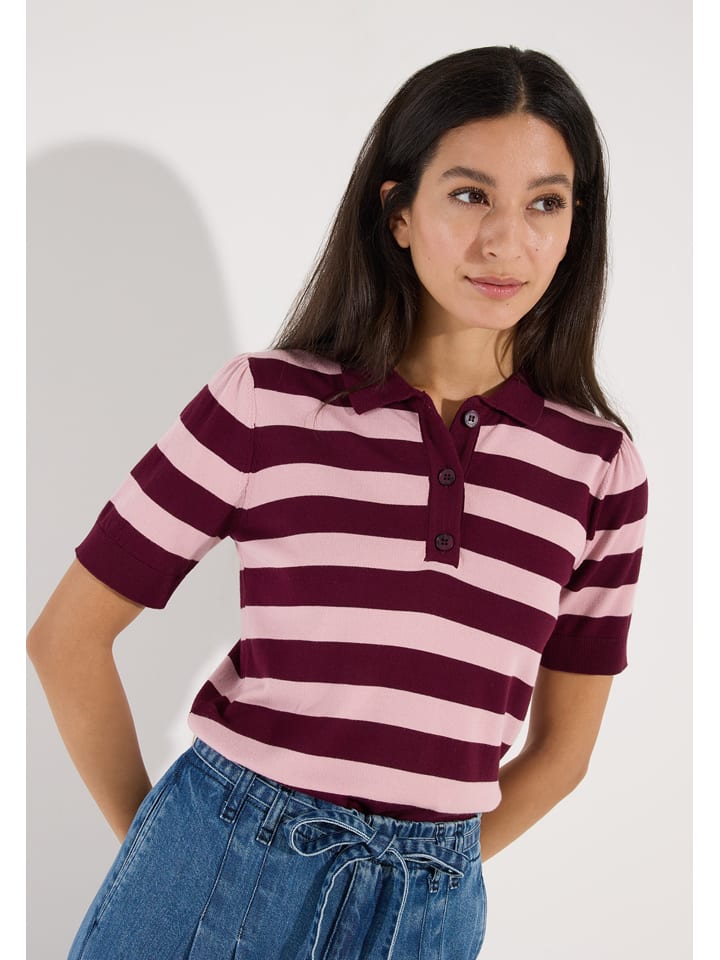 Koszulka polo w kolorze bordowo-jasnoróżowym
