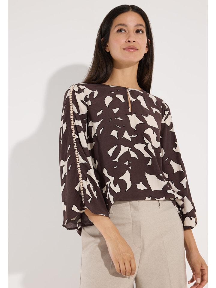 Bluse in Dunkelbraun/ Creme