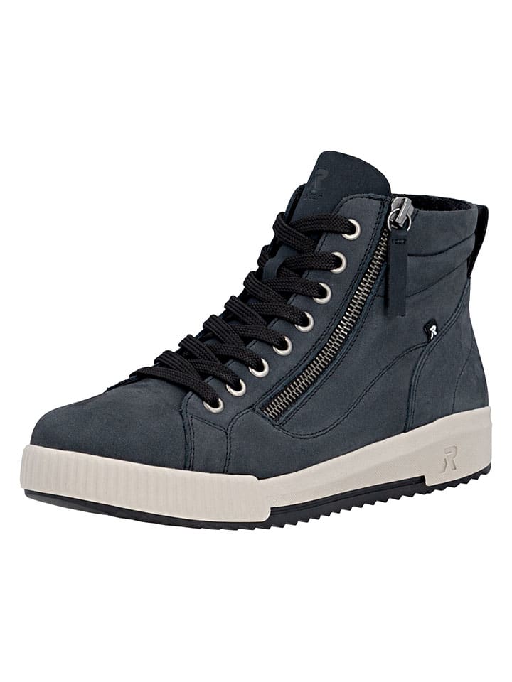 Leder-Sneakers in Dunkelblau