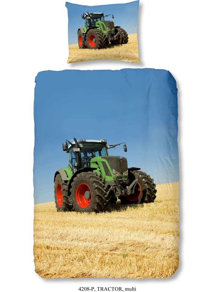 Bettwäsche-Set "Tractor" in Blau/ Beige