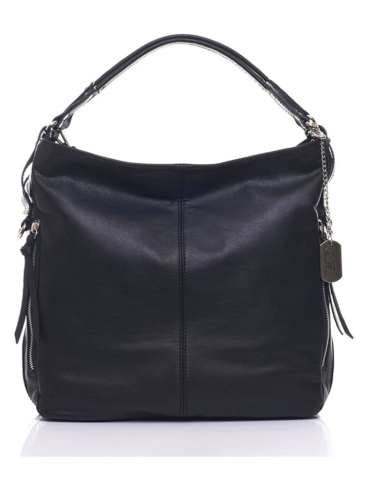 Leder-Schultertasche in Schwarz - (B)36 x (H)39 x (T)16 cm