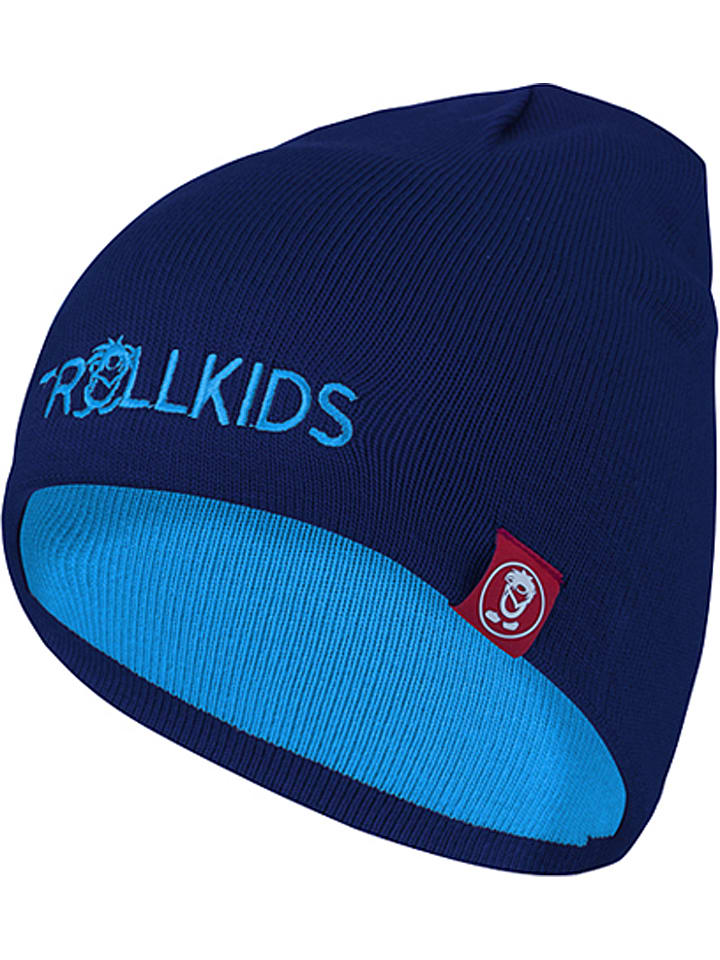 Dwustronna czapka beanie "Troll" w kolorze błękitno-granatowym