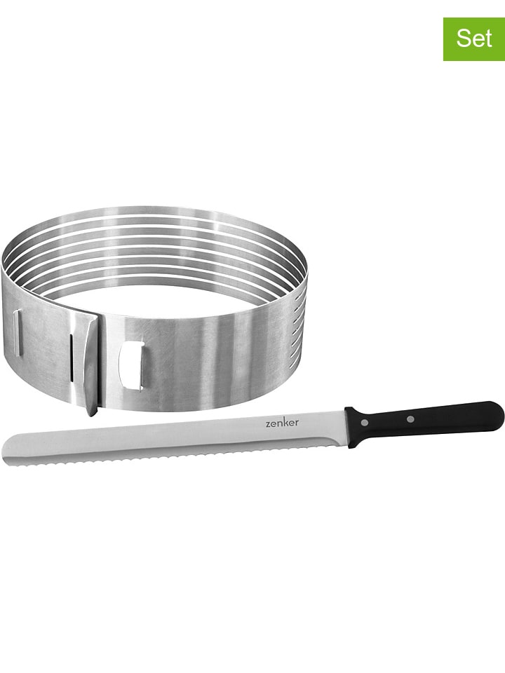 2tlg. Edelstahl-Kuchenschneidhilfe-Set "Patisserie"
