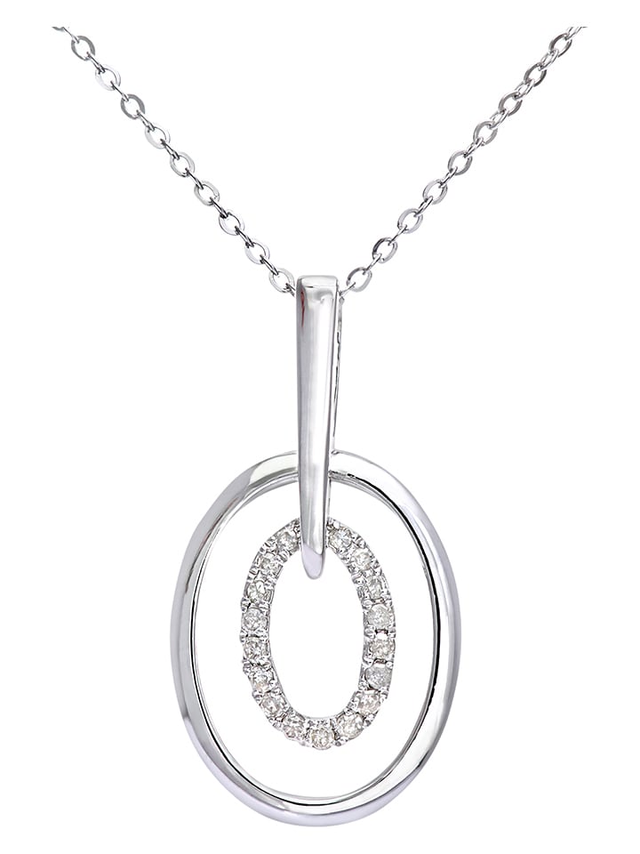 Witgouden ketting met diamanten - (L)46 cm