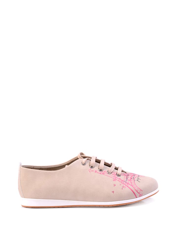 Schnürschuhe in Beige/ Bunt