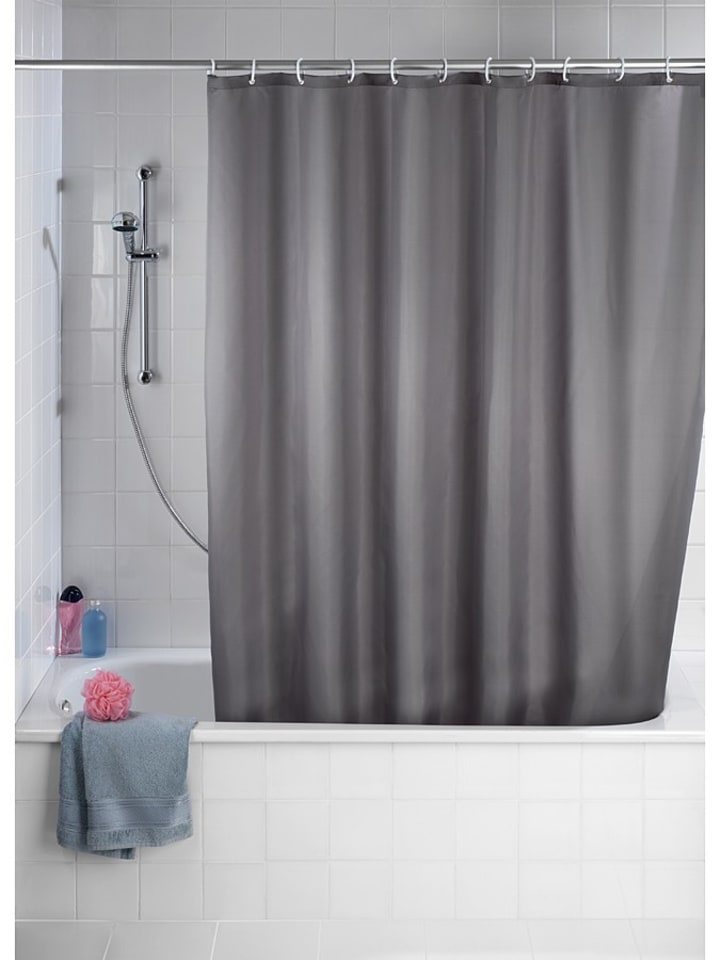 Anti-Schimmel-Duschvorhang "Uni" in Grau - (L)200 x (B)180 cm