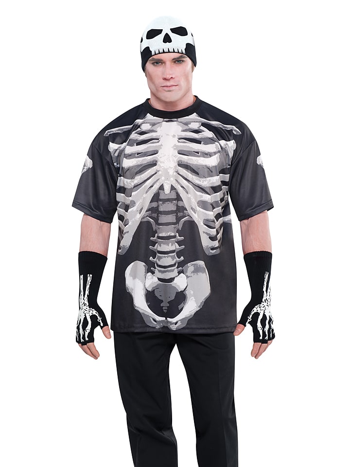 Kostuumshirt "Skeleton" zwart/wit