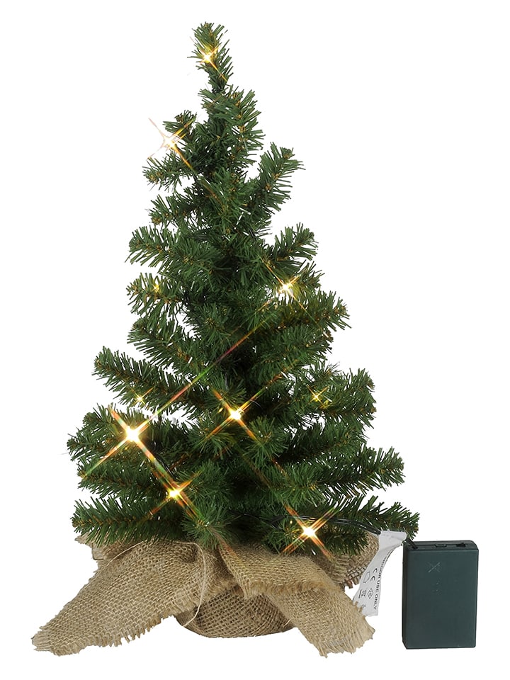 Dekoracyjna choinka LED "Jute" w kolorze zielonym - wys. 45 cm