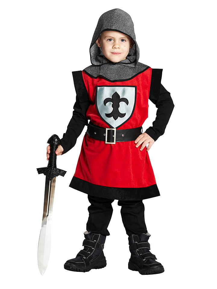 3tlg. Kostüm "Ritter" in Schwarz/ Rot