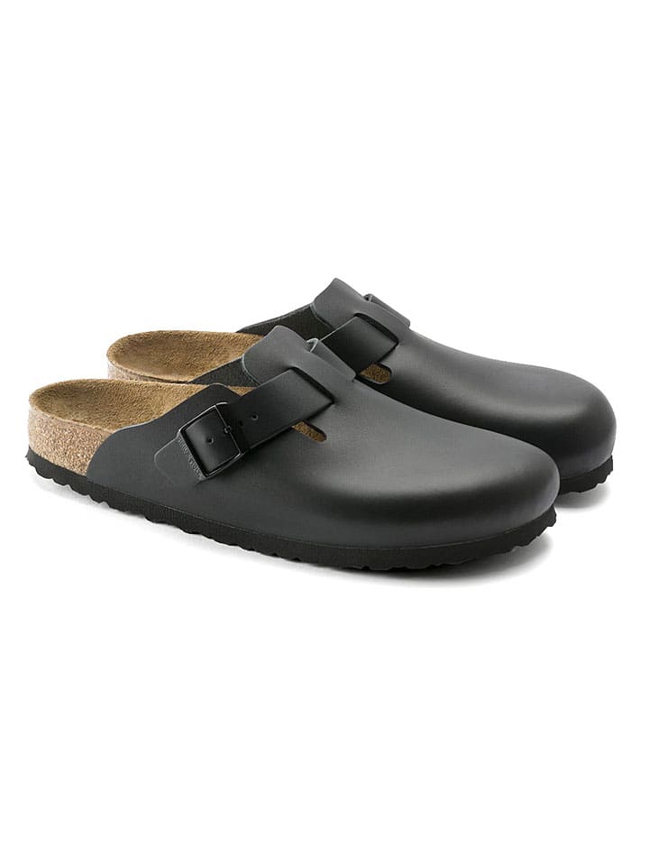 Leder-Clogs "Boston" in Schwarz - Weite N