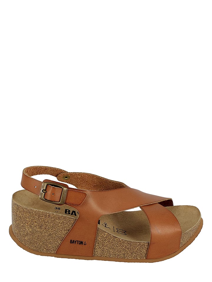 Leren sleehaksandalen "Rea" bruin