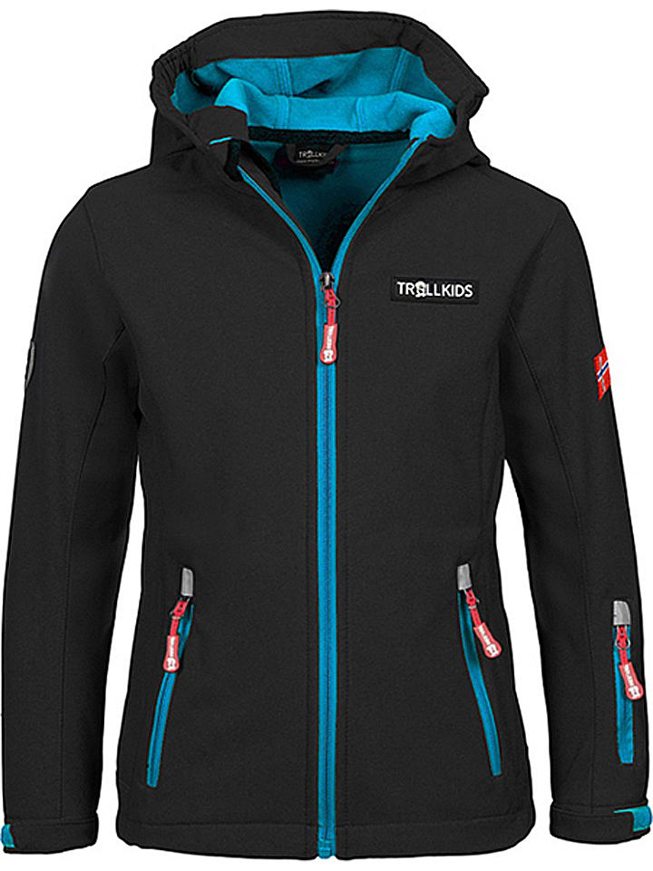 Softshelljacke "Oslofjord" in Schwarz/ Türkis