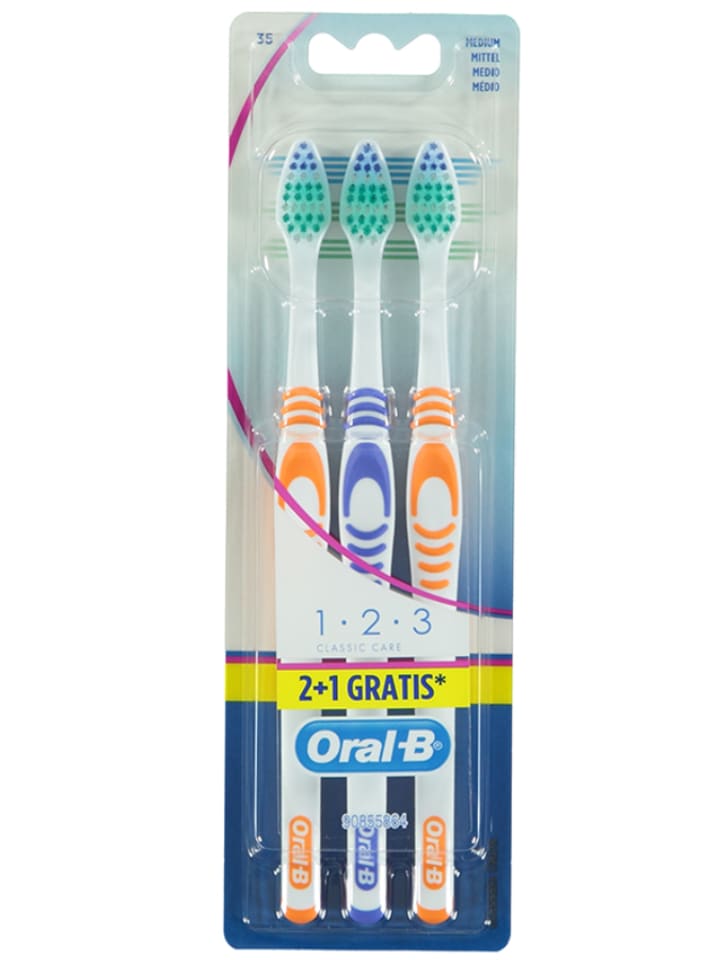 2-delige set: tandenborstels "Classic Clean - Middel" + 1 gratis