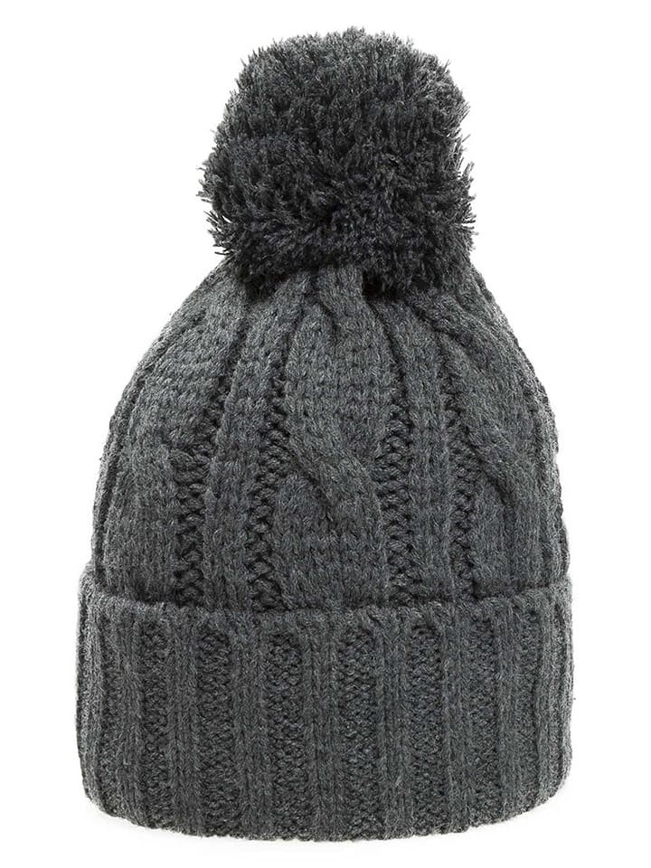 Muts met pompon antraciet