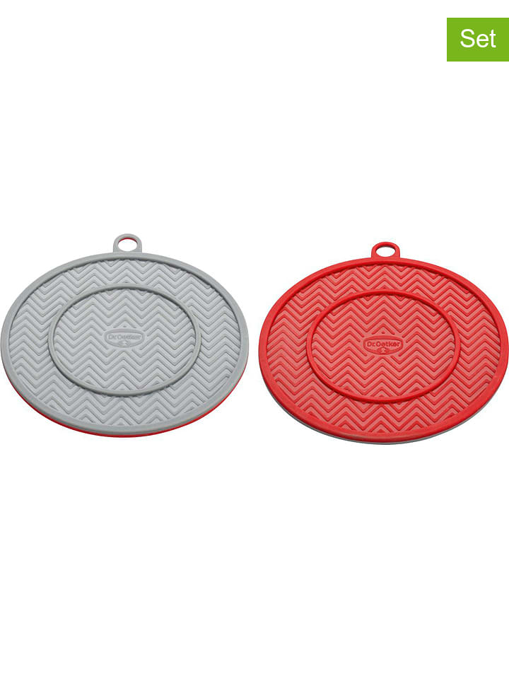Silikon-Untersetzer "Flexxibel" in Grau/ Rot - Ø 18,5 cm