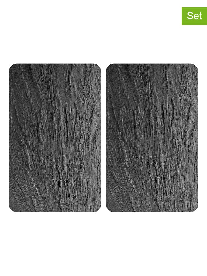 2-delige set: fornuisafdekplaten zwart - (L)30 x (B)52 cm