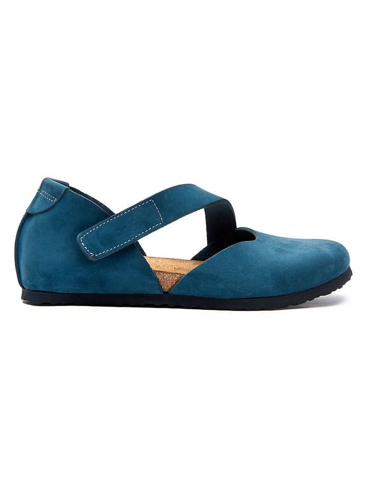 Leren ballerina's donkerblauw