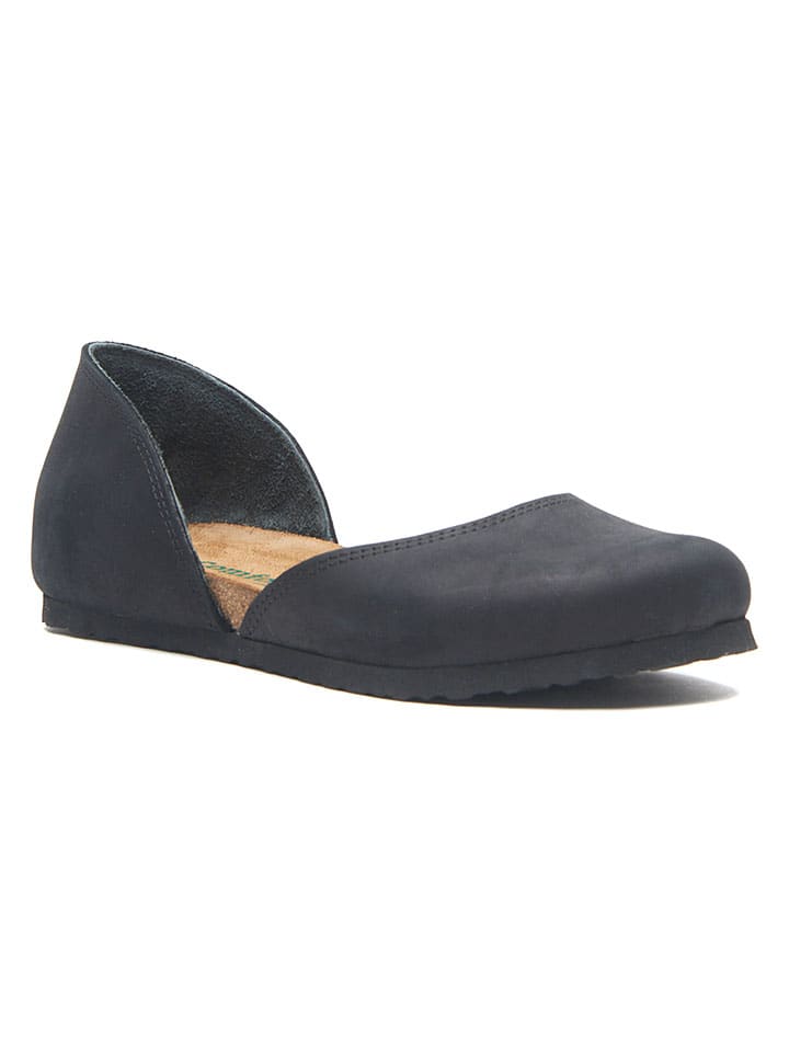 Leder-Ballerinas in Schwarz