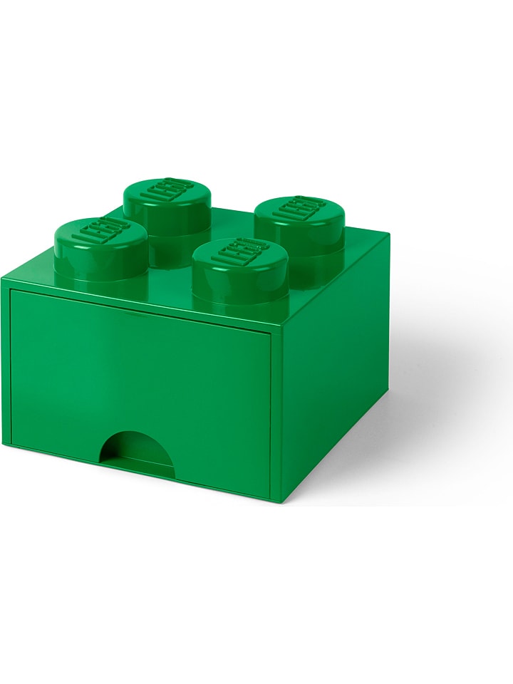 Pojemnik "Brick 4" w kolorze zielonym z szufladami - 25 x 18 x 25 cm