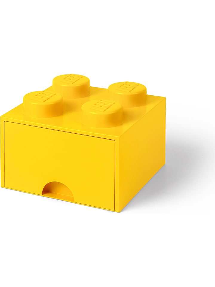 Pojemnik "Brick 4" w kolorze żółtym z szufladami - 25 x 18 x 25 cm