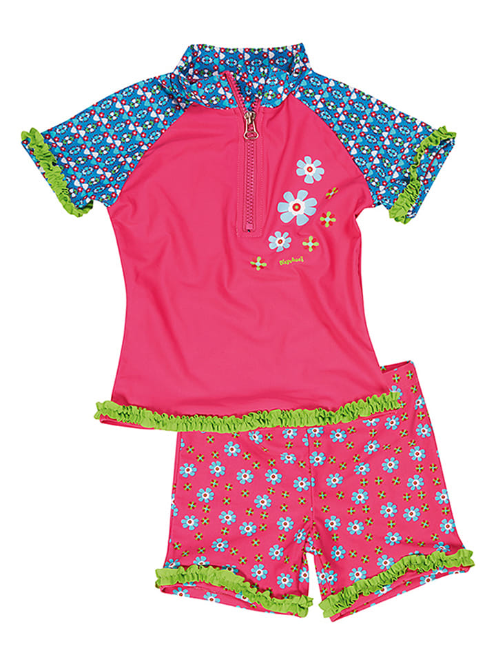 2tlg. Badeoutfit "Blumen" in Pink