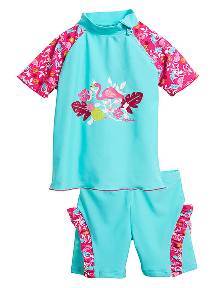 2-delige zwemoutfit "Flamingo" turquoise