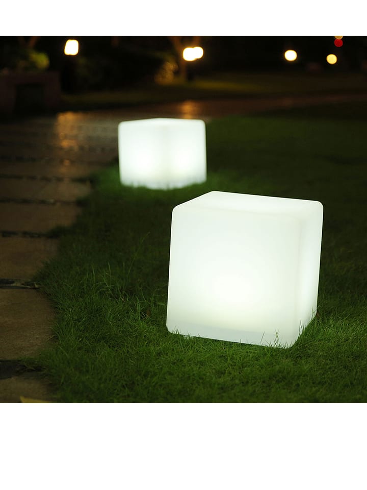Lampa solarna LED "Casy" w kolorze białym - 30 x 30 x 30 cm