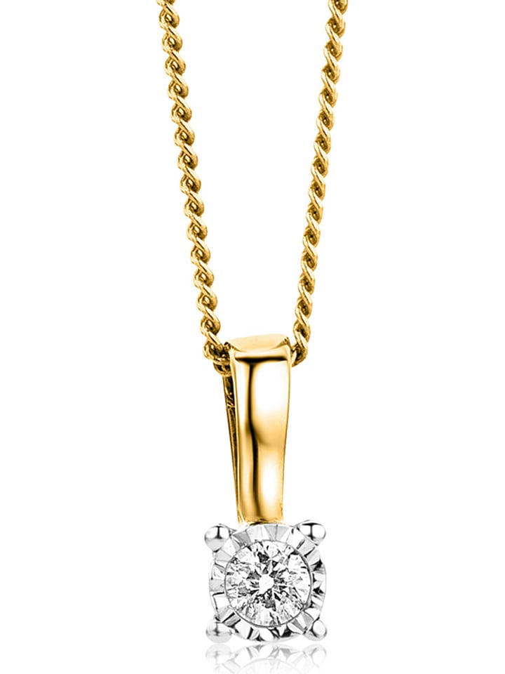 Gold-Halskette mit Diamant-Anhänger - (L)45 cm