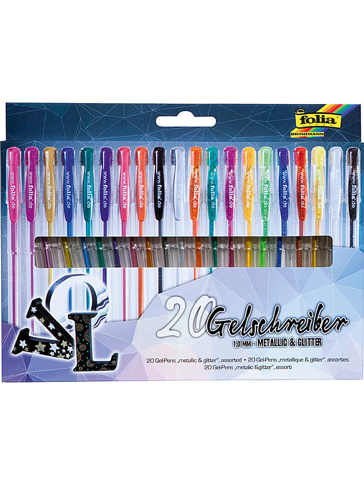 Gelpennen "Metallic Glitter" meerkleurig - 20 stuks