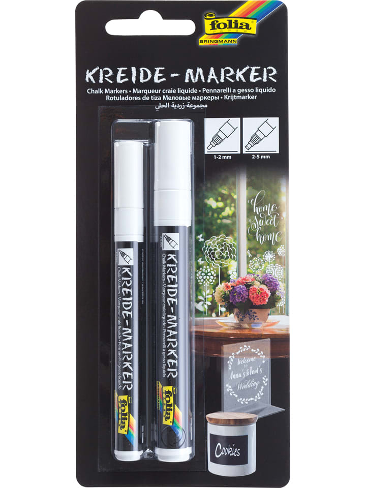 Krijtmarkers wit - 2 stuks