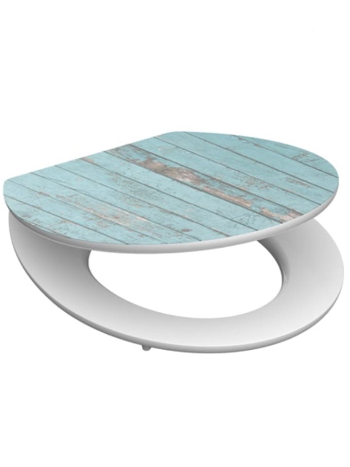 Toiletbril met softclose "Blue wood" lichtblauw