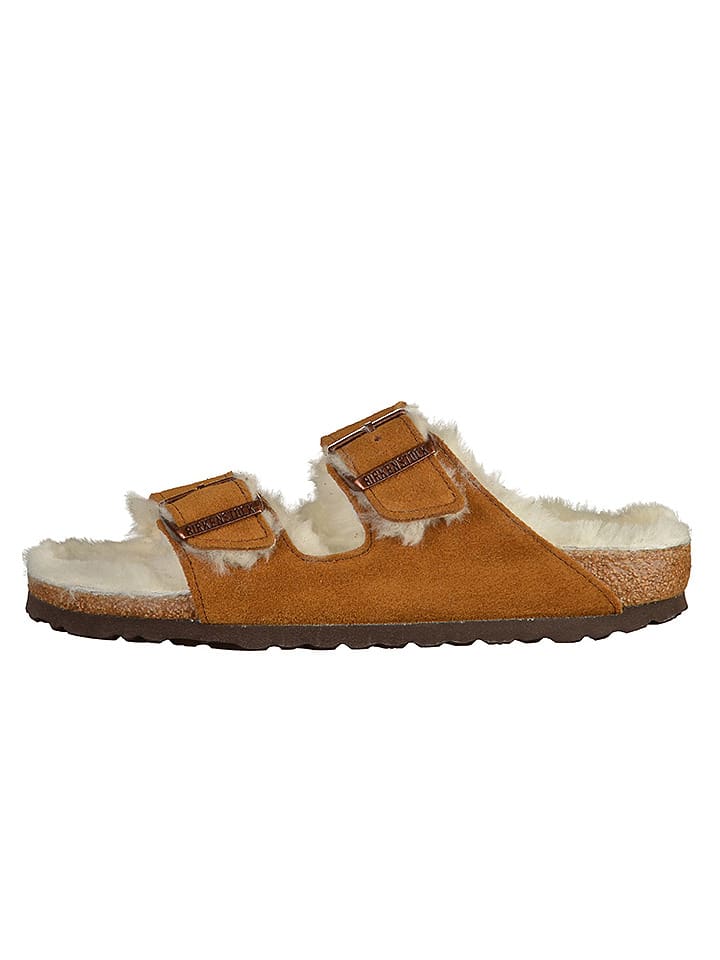 Leder-Hausschuhe "Arizona" in Hellbraun - Weite S
