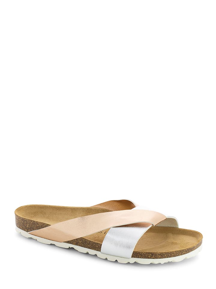 Pantoletten "Tingo" in Rosa/ Silber